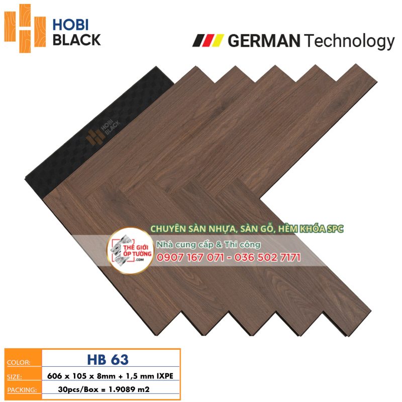 Sàn Gỗ Xương Cá Cốt Đen HOBI Black 63 - sàn gỗ Đức