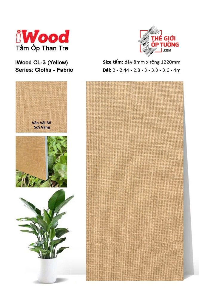 Ốp Tường Than Tre iWood vân vải