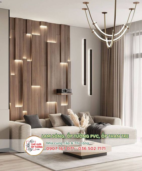 vách ốp tường đẹp - phòng khách hiện đại