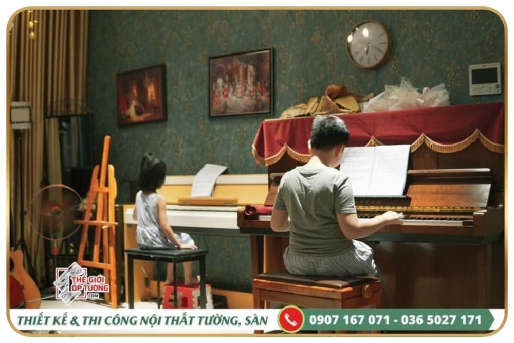 Thi công giấy dán tường cao cấp cho lớp học nhạc nghệ thuật TPHCM