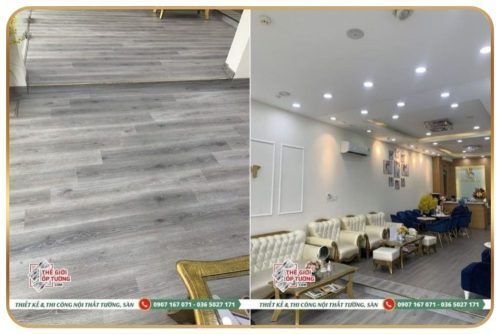 Thi công ốp tường PVC, Sàn nhựa gỗ hèm khóa cho trung tâm nha khoa quận 10 HCM