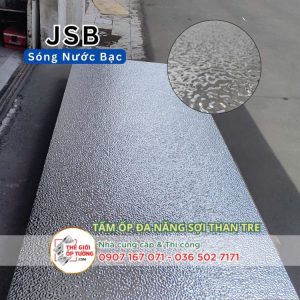 Tấm ốp tường than tre cao cấp sóng nước bạc JSB