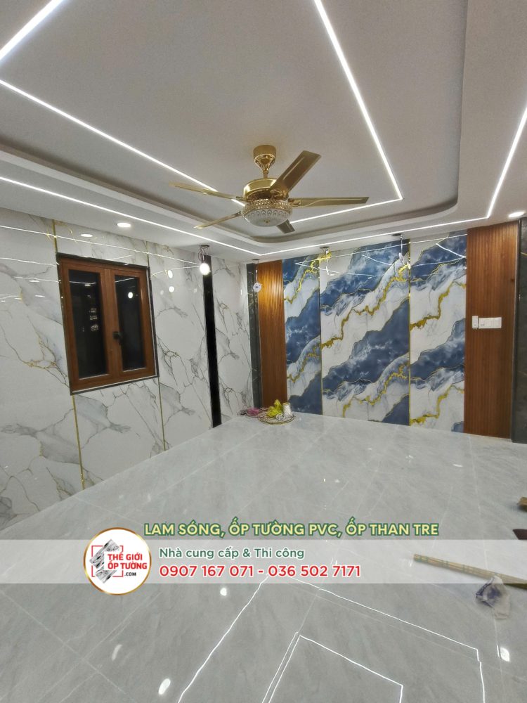 thi công ốp tường nội thất tấm than tre tphcm