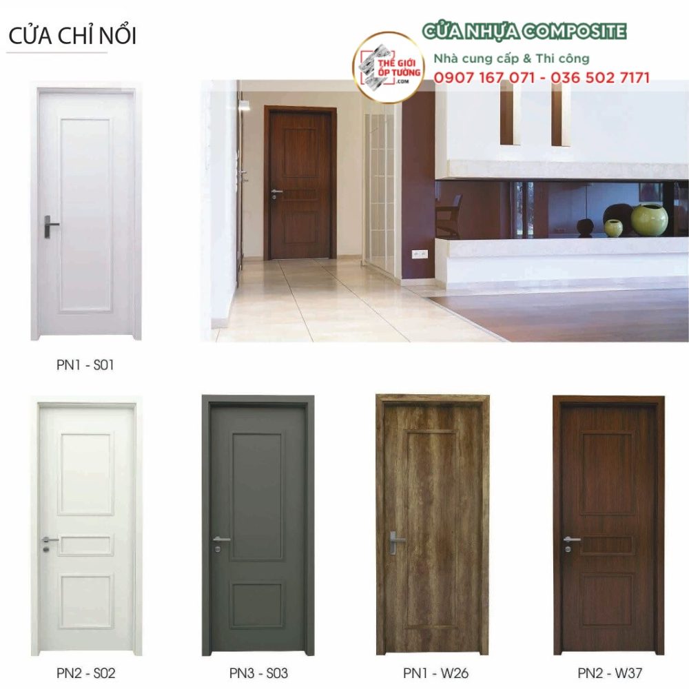 Mẫu Cửa Chỉ Nổi - Cửa Nhựa Composite cao cấp PIMA