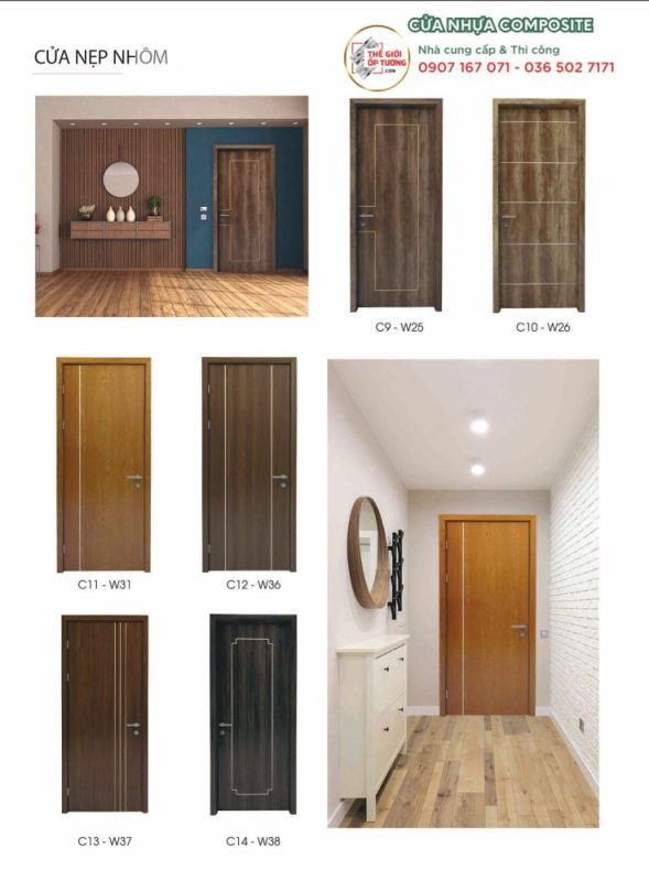 Mẫu Cửa Nẹp Nhôm - Cửa Nhựa Composite cao cấp PIMA