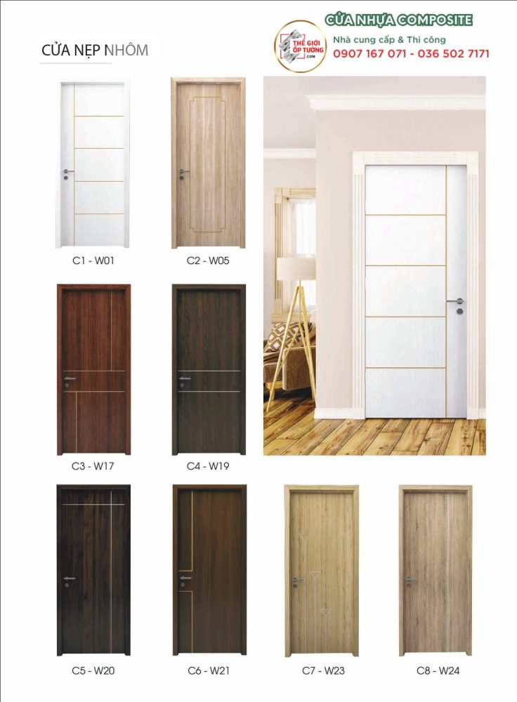 Mẫu Cửa Nẹp Nhôm - Cửa Nhựa Composite cao cấp PIMA