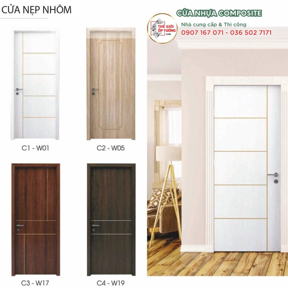 Mẫu Cửa Nẹp Nhôm - Cửa Nhựa Composite cao cấp PIMA