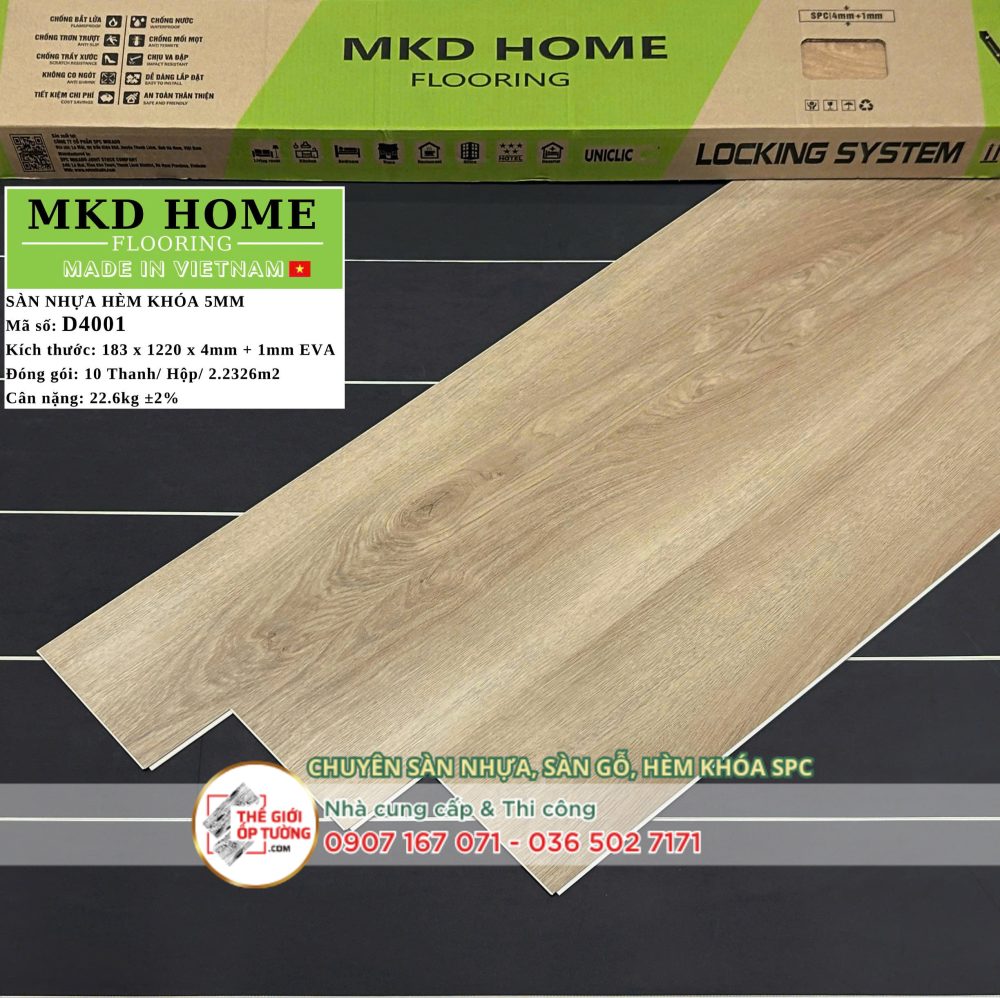 Sàn Nhựa SPC Hèm Khóa MKD 5mm - D4001