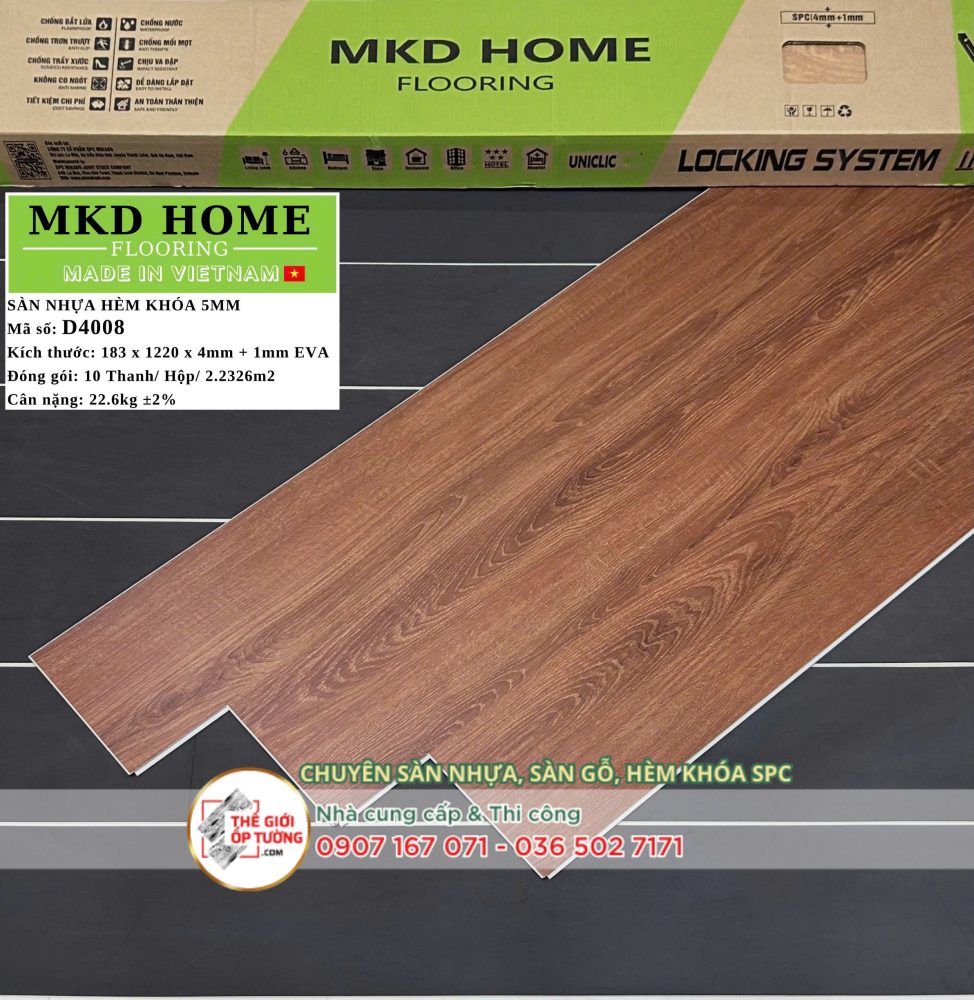 Sàn Nhựa SPC Hèm Khóa MKD 5mm - D4008