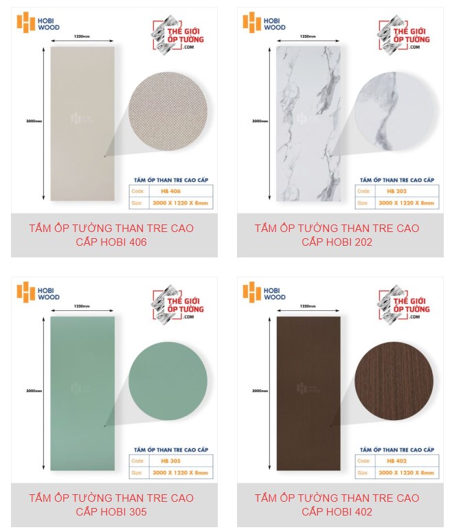 Quy cách kích thước tấm ốp tường than tre HOBI