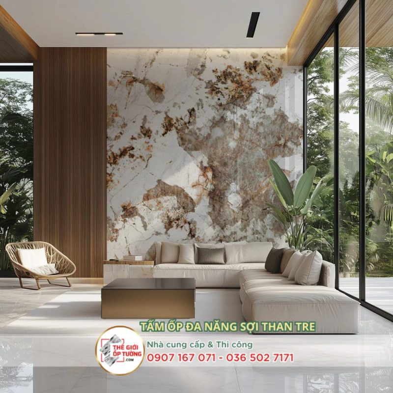 Gợi ý phối cảnh tấm ốp than tre giả đá đẹp