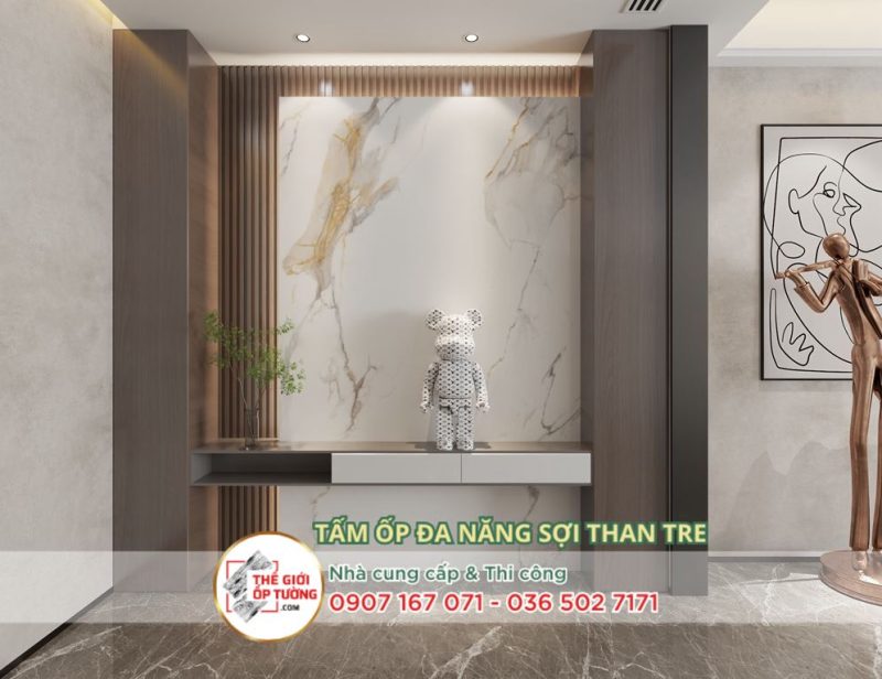 tấm ốp than tre giả đá tạo cảm giác “khách sạn 5 sao”