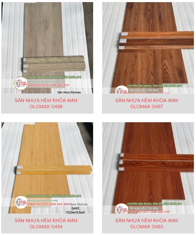 Sàn Nhựa Hèm Khóa 4mm Glomax