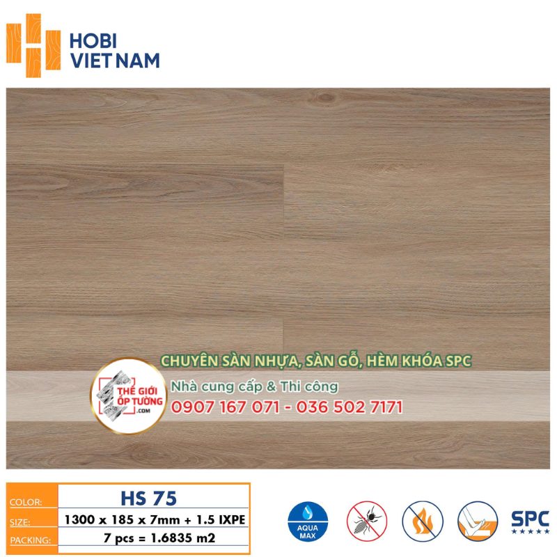Sàn Gỗ Hèm Khóa SPC HOBI 8.5mm 75