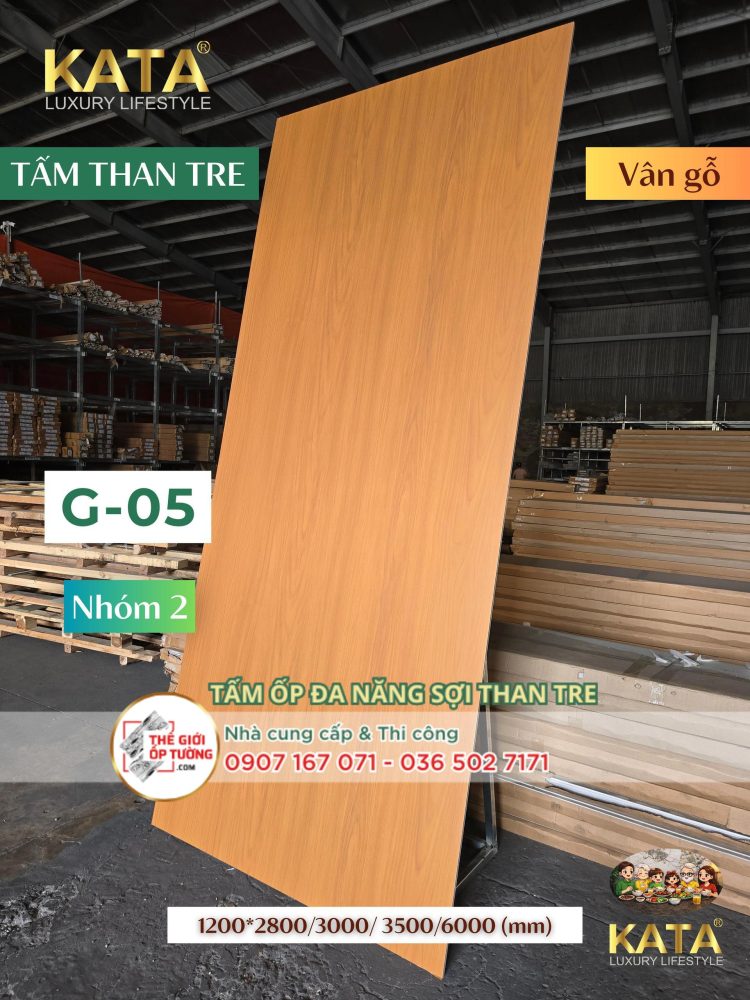 Tấm Ốp Tường Than Tre KATA vân gỗ 05