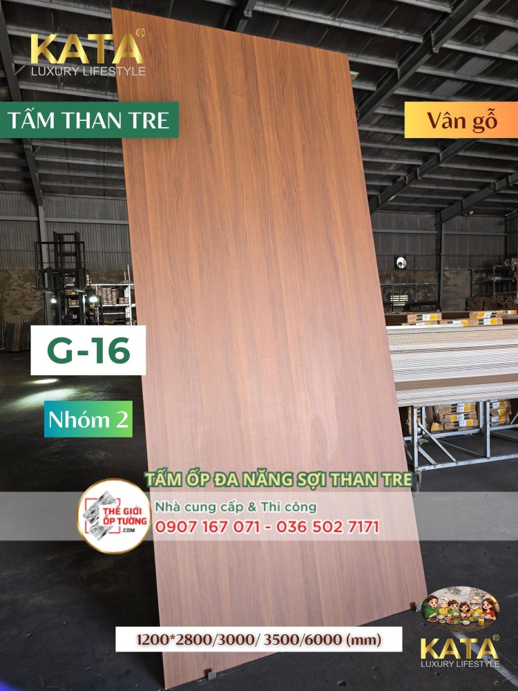 Tấm Ốp Tường Than Tre KATA vân gỗ 16