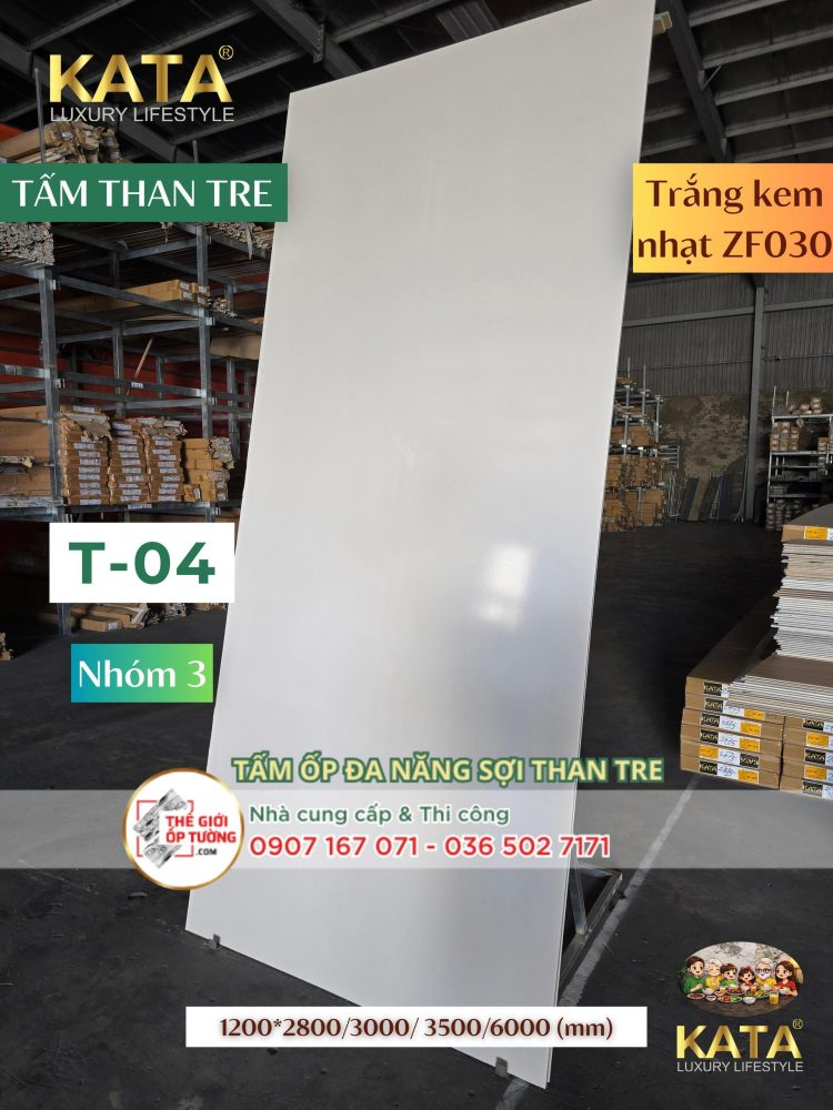 Tấm Ốp Tường Than Tre KATA trắng kem 04