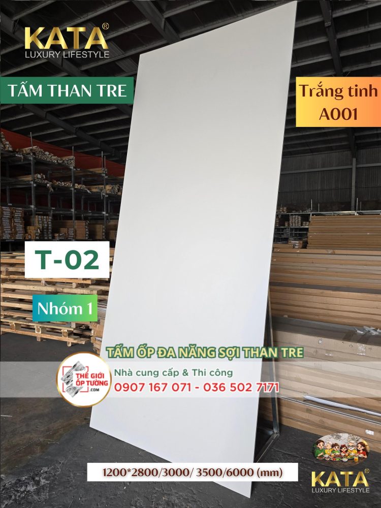Tấm Ốp Tường Than Tre KATA trắng tinh 02