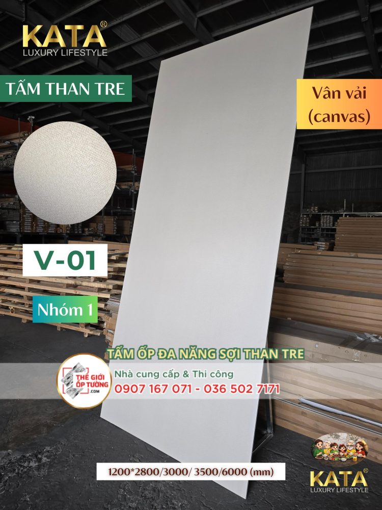 Tấm Ốp Tường Than Tre KATA vân vải 01