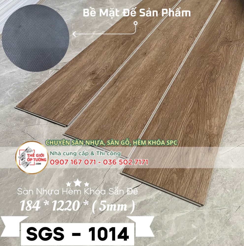 Sàn Nhựa Hèm Khóa 5mm Sẵn Đế SGS 1014