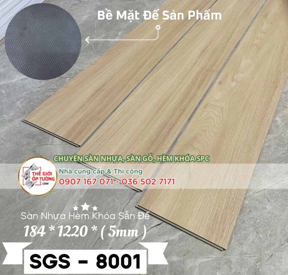 Sàn Nhựa Hèm Khóa 5mm Sẵn Đế SGS 8001