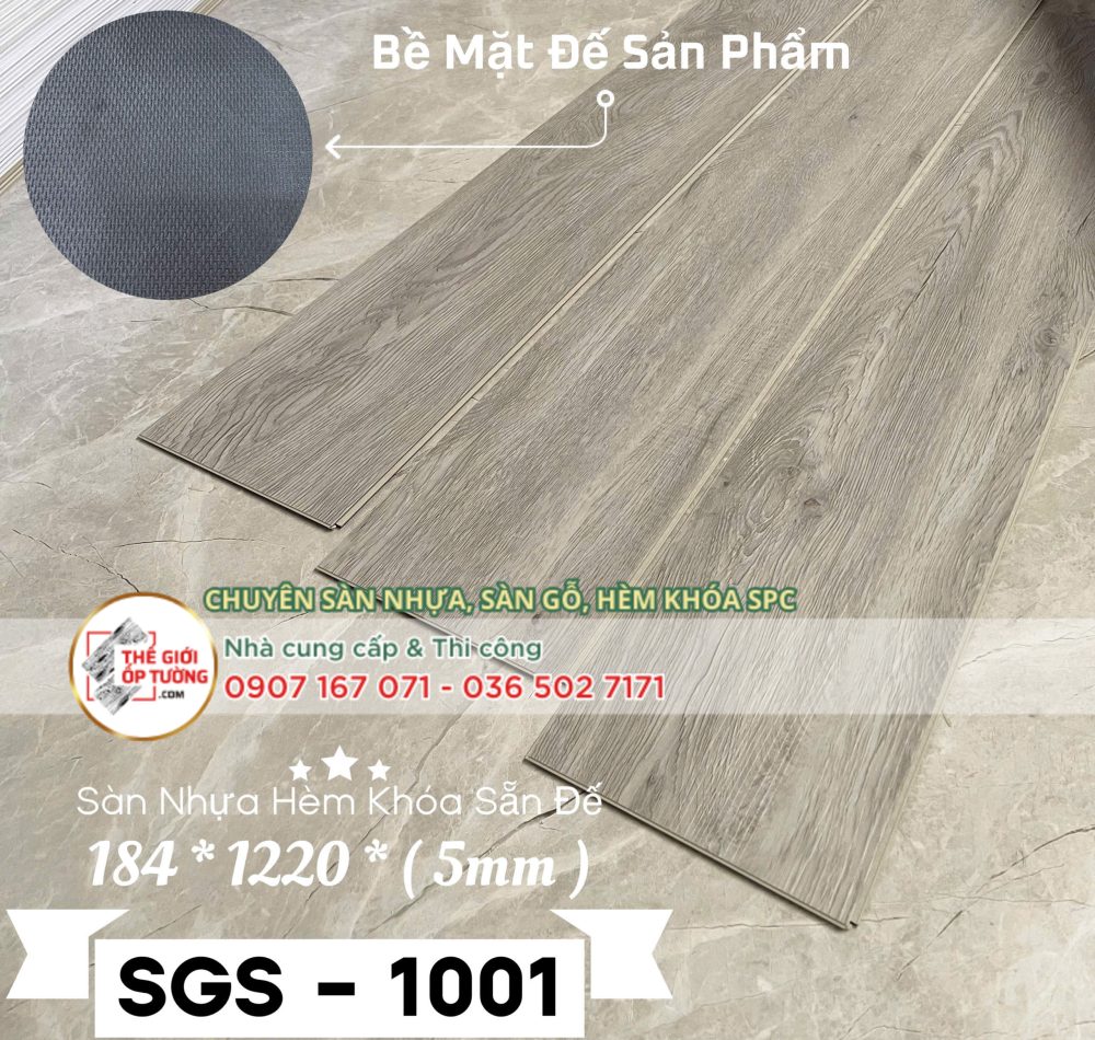Sàn Nhựa Hèm Khóa 5mm Sẵn Đế SGS 1001