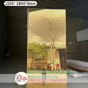 Tấm ốp tường than tre cao cấp gương vàng 04