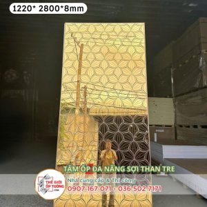 Tấm ốp tường than tre cao cấp gương vàng 01