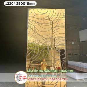 Tấm ốp tường than tre cao cấp gương vàng 03