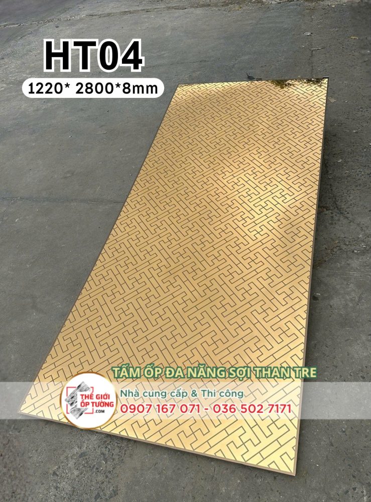 Tấm ốp tường than tre cao cấp gương vàng 04