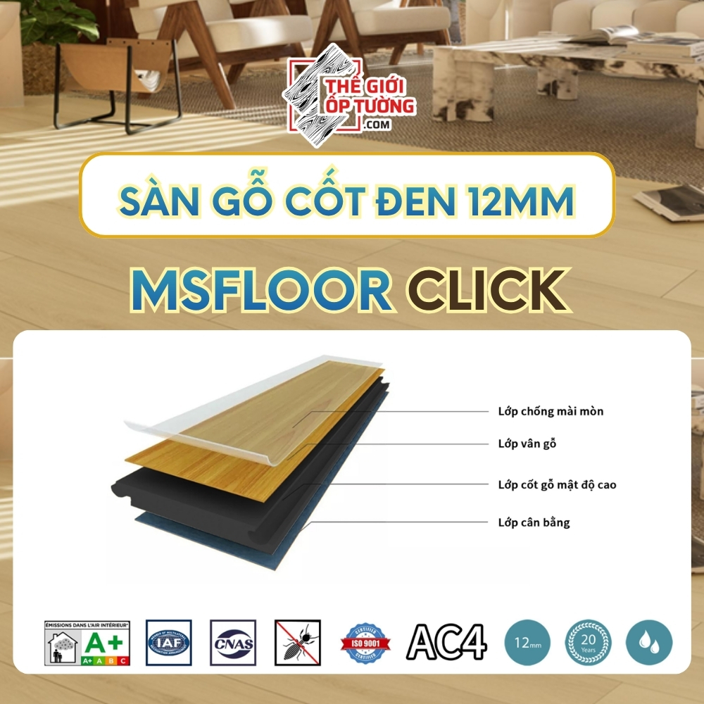 Sàn Gỗ Cốt Đen MSFLOOR Click 12mm 08