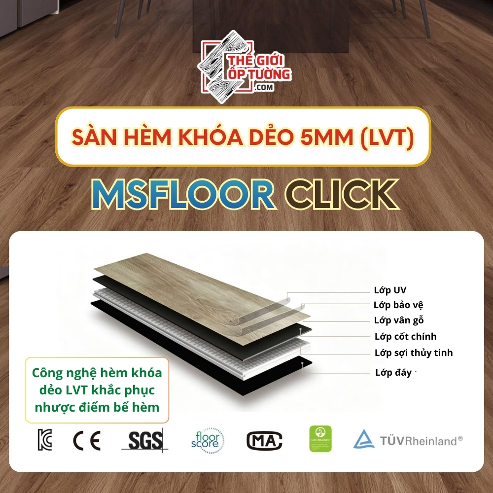 Sàn Nhựa Hèm Khóa Dẻo LVT 5mm MSFloor Click