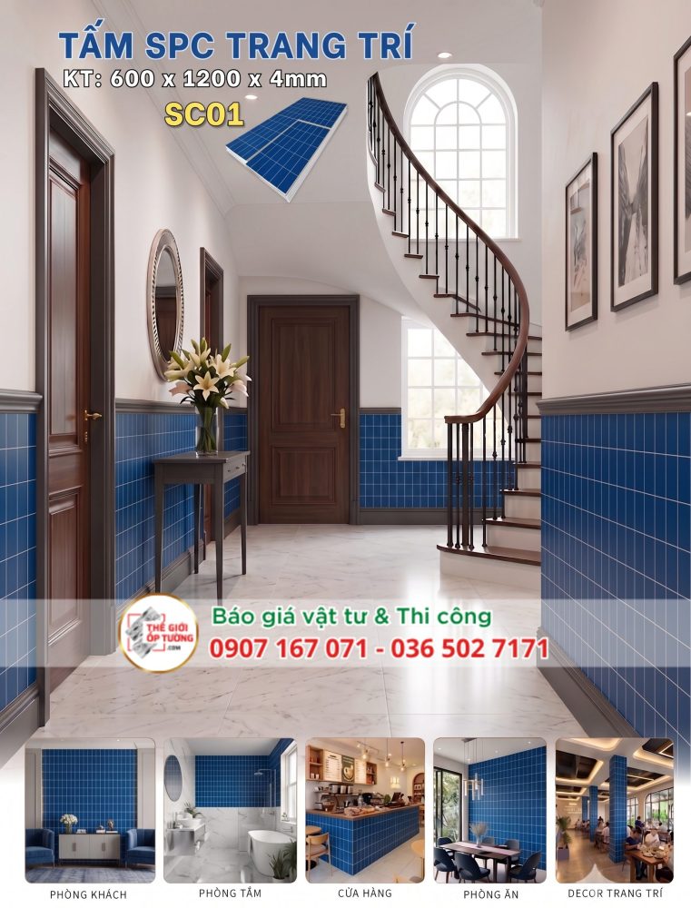 Tấm Ốp SPC Trang Trí phong cách gạch gốm cổ điển 01