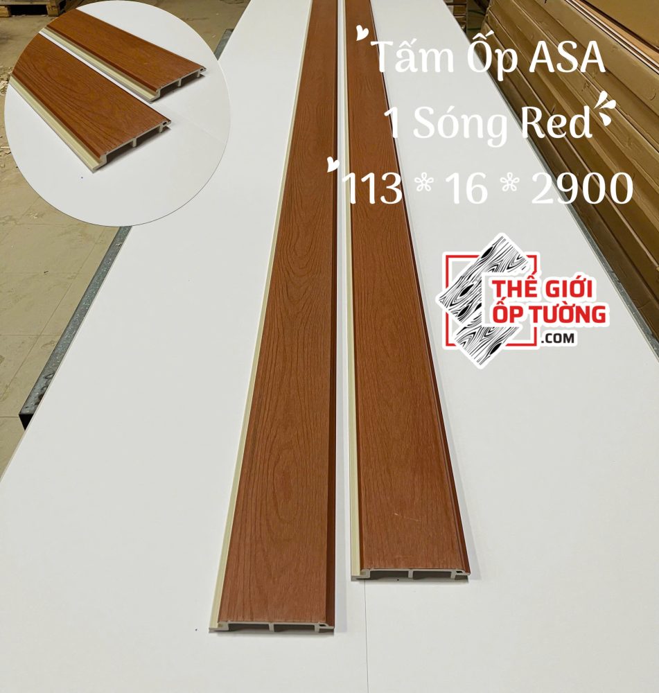 Tấm Ốp Gỗ Nhựa Ngoài Trời ASA màu red 1 sóng