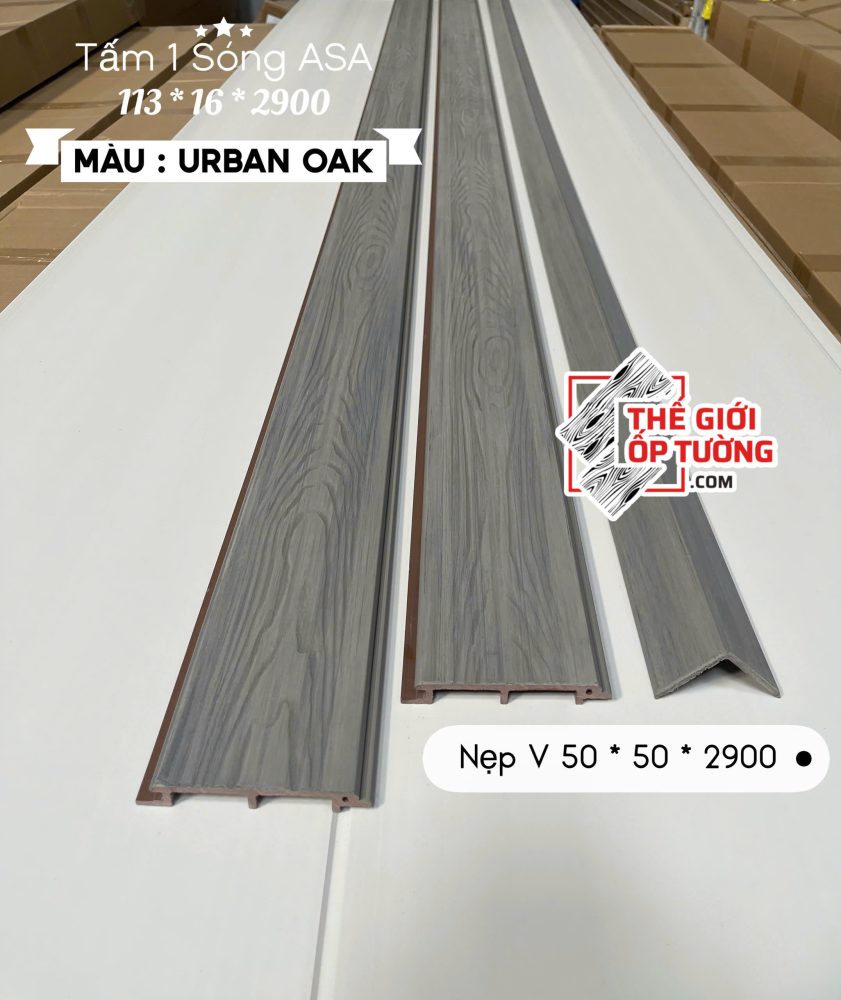 Tấm Ốp Gỗ Nhựa Ngoài Trời ASA urban oak 1 sóng