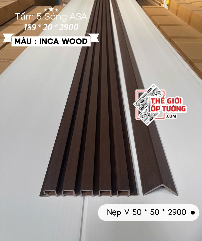 Tấm Ốp Gỗ Nhựa Ngoài Trời ASA inca wood 5 sóng