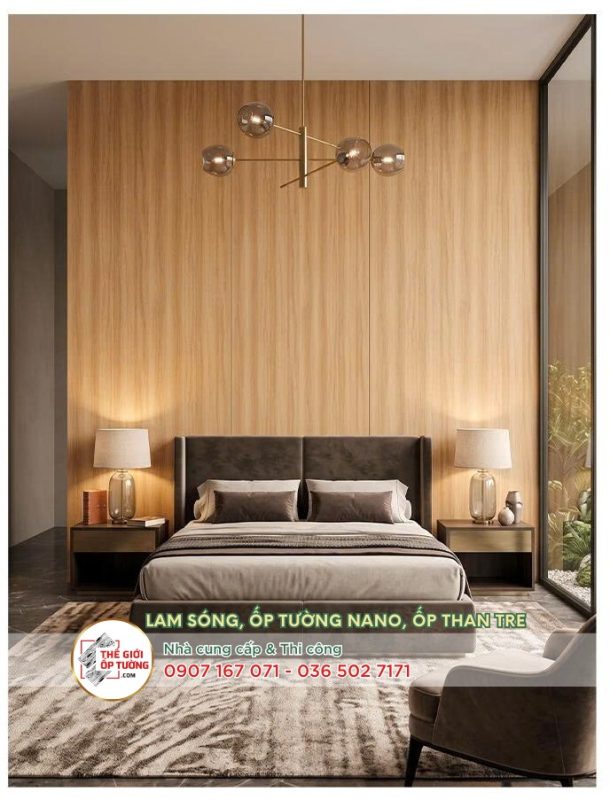 Tấm PVC phim than tre vân gỗ ấm cúng